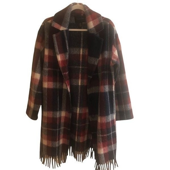 Plaid Wool Coat Small - Picture 3 of 6